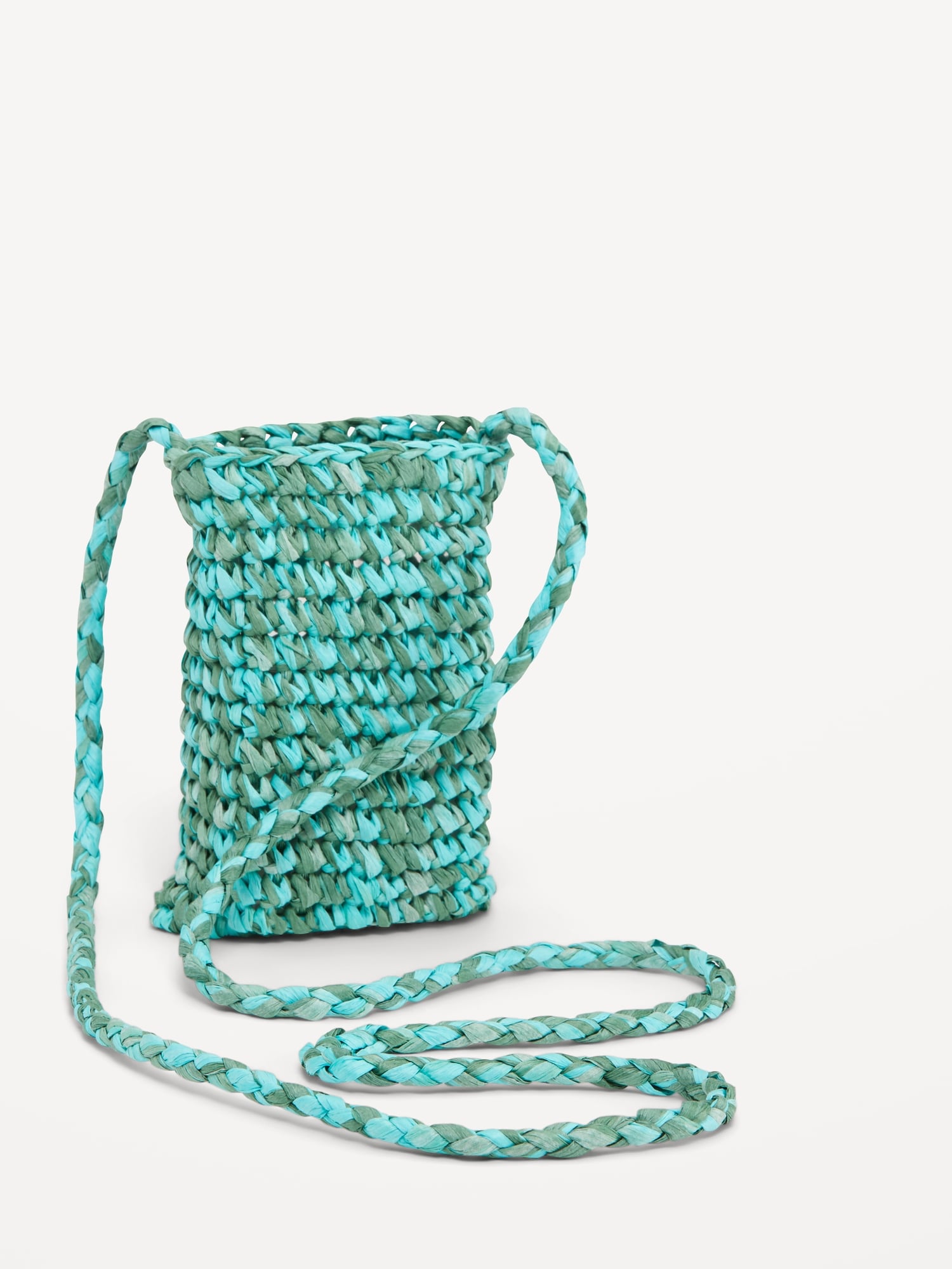Old Navy Straw-Paper Crochet Crossbody Bag for Women green. 1