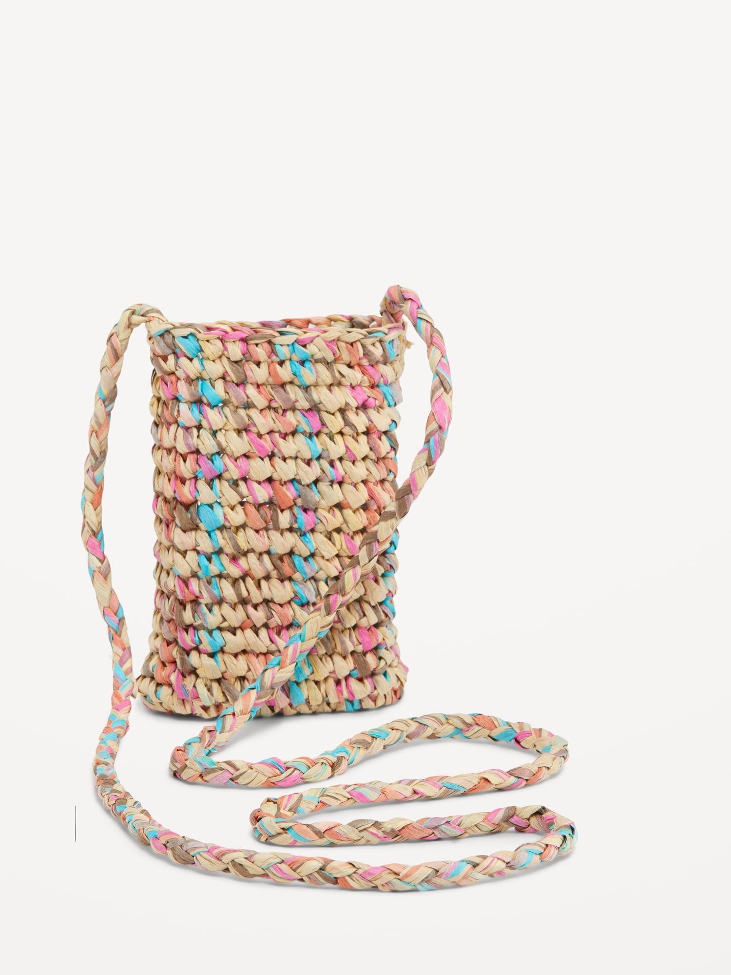 Old Navy Straw-Paper Crochet Crossbody Bag for Women multi. 1