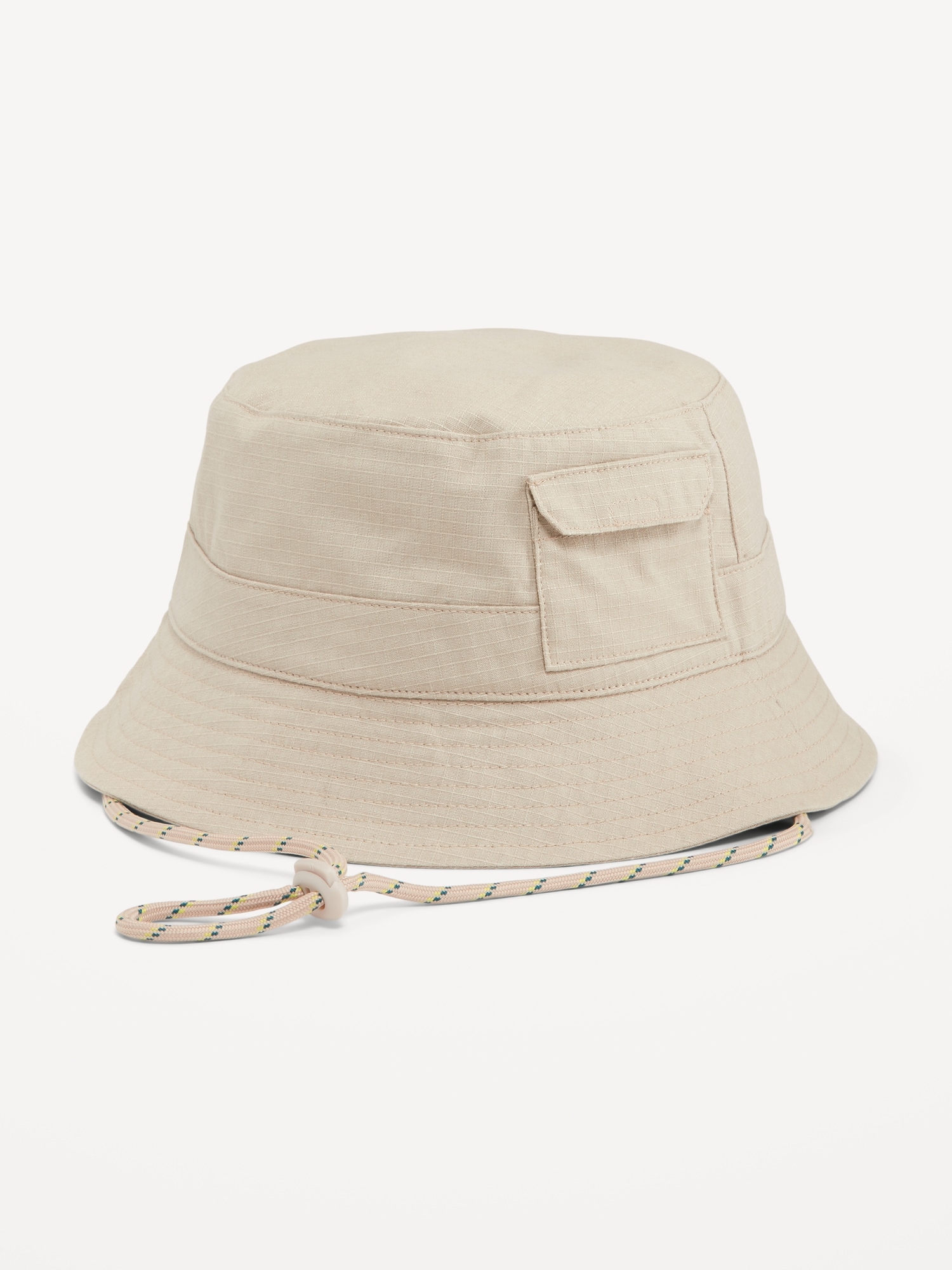 Old Navy Gender-Neutral Drawstring Pocket Bucket Hat for Kids beige. 1