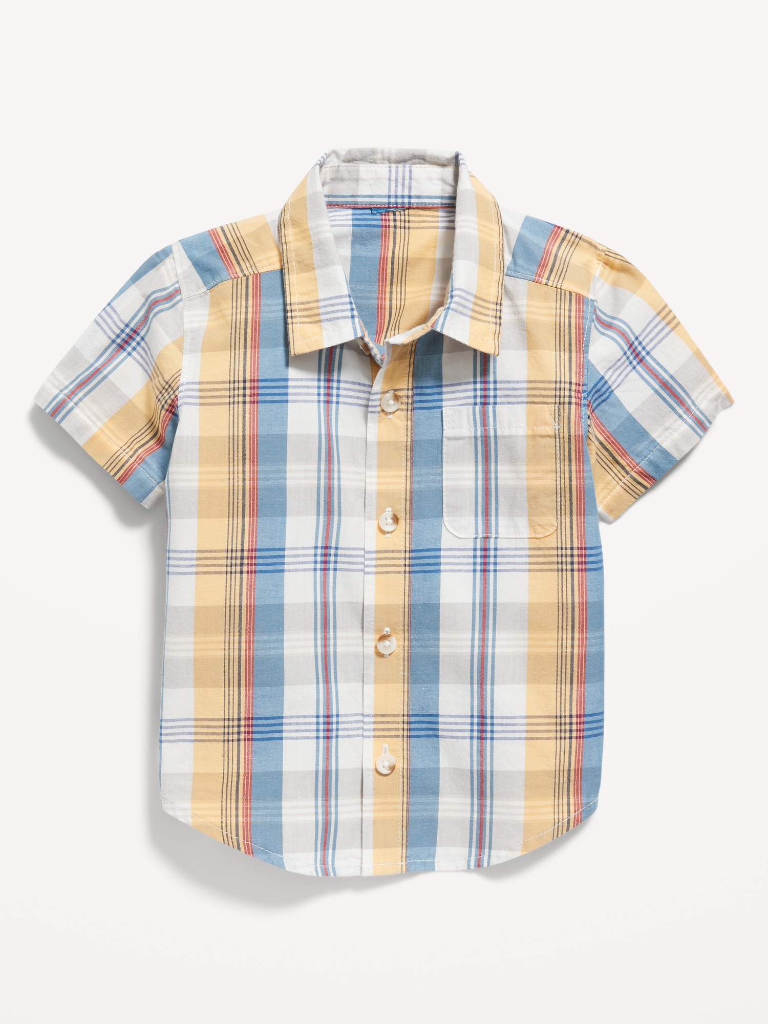 Old Navy Plaid Poplin Pocket Shirt for Toddler Boys yellow. 1