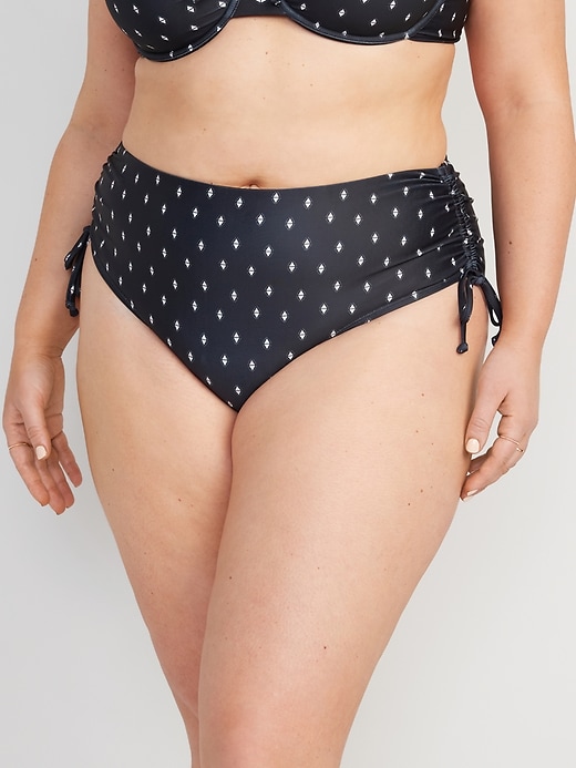 Image number 6 showing, High-Waisted Tie-Cinched Bikini Swim Bottoms