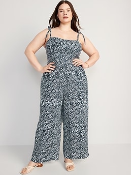 Birdie Floral Print Overalls - Navy