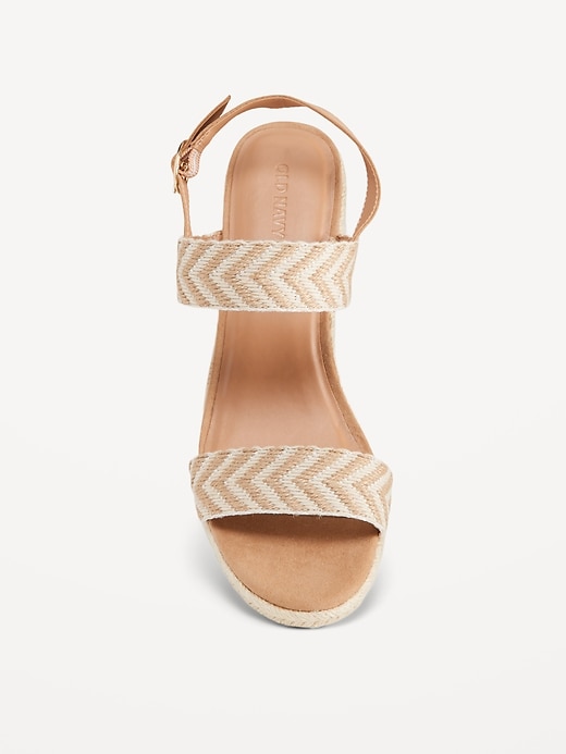 Image number 3 showing, Open-Toe Braided Straw Espadrille Wedge Sandals