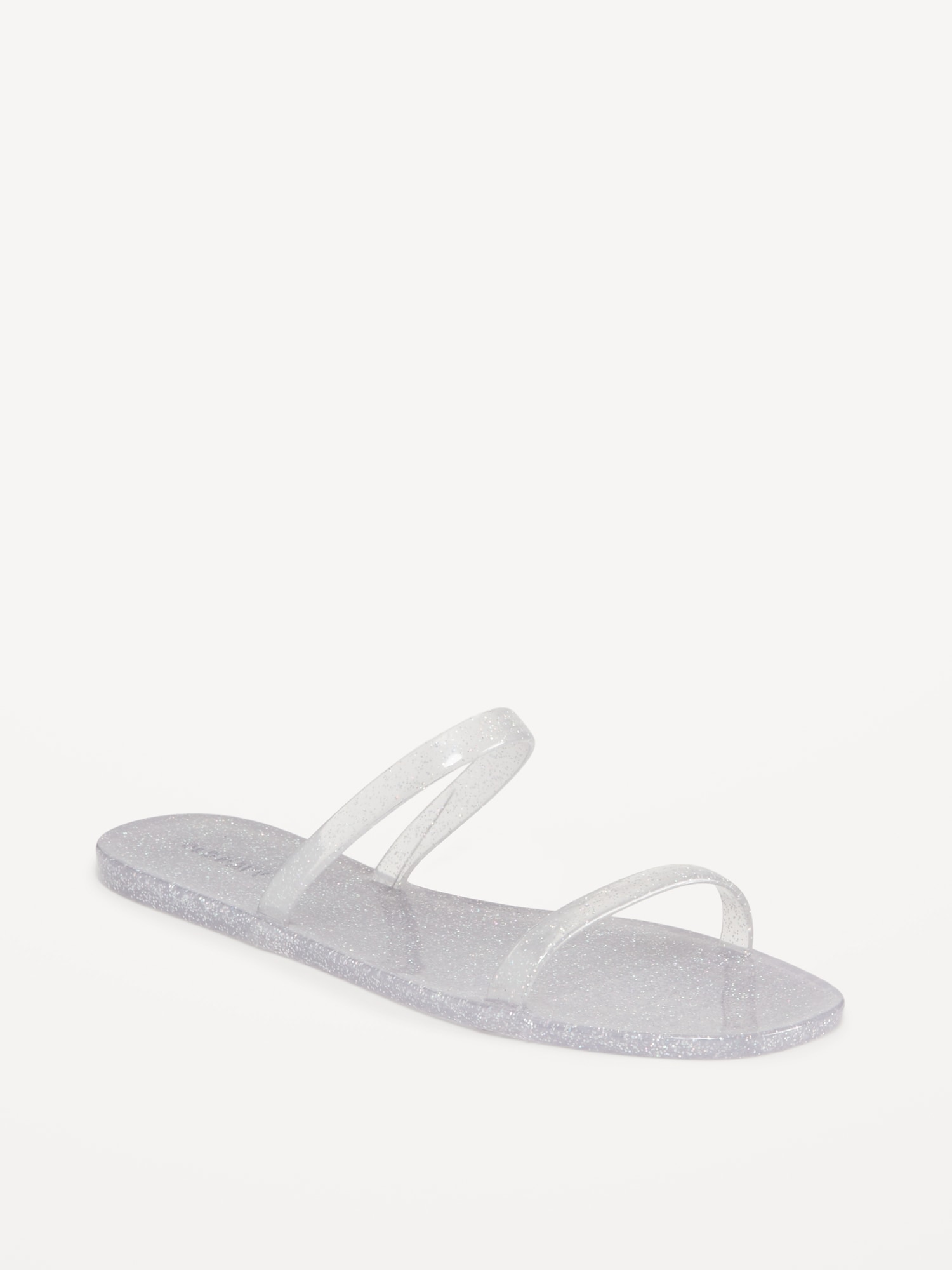 Old Navy Shiny-Jelly Slide Sandals for Women silver. 1
