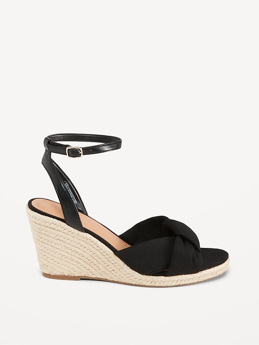 Image number 4 showing, Knotted Canvas Espadrille Wedge Sandals