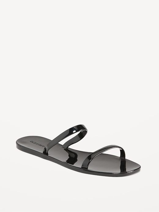 Image number 1 showing, Shiny-Jelly Slide Sandals