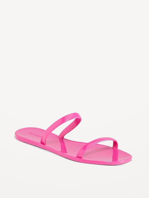 Shiny-Jelly Slide Sandals for Women | Old Navy