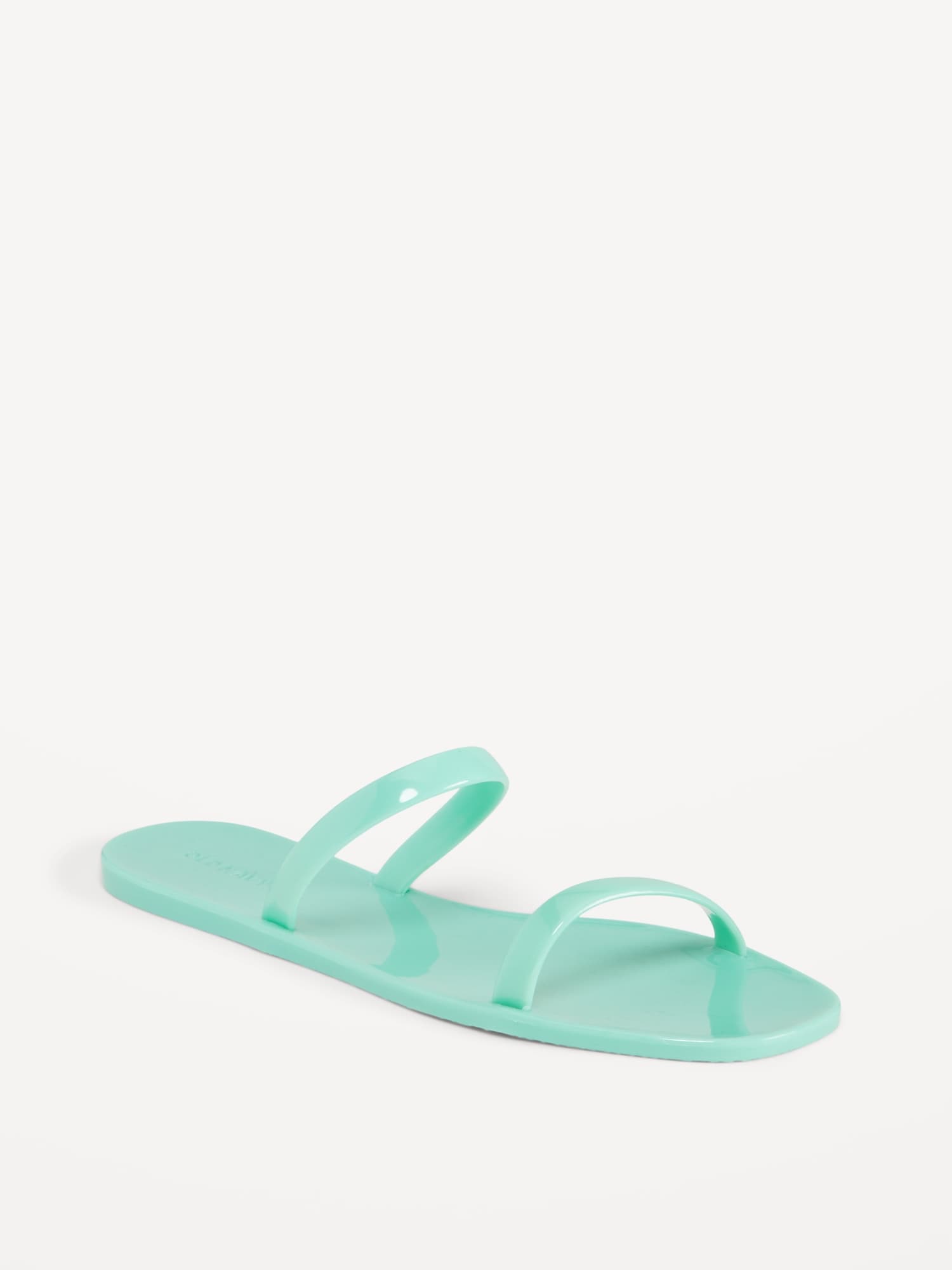 Old Navy Shiny-Jelly Slide Sandals for Women green. 1