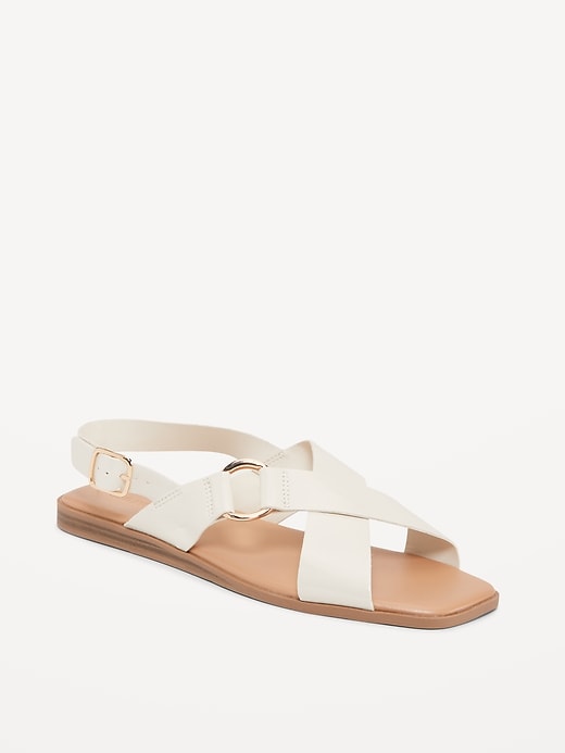 Faux-Leather Cross-Strap Buckled Sandals | Old Navy