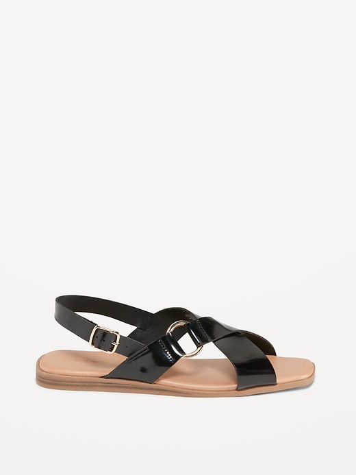 Faux-Leather Cross-Strap Buckled Sandals for Women | Old Navy