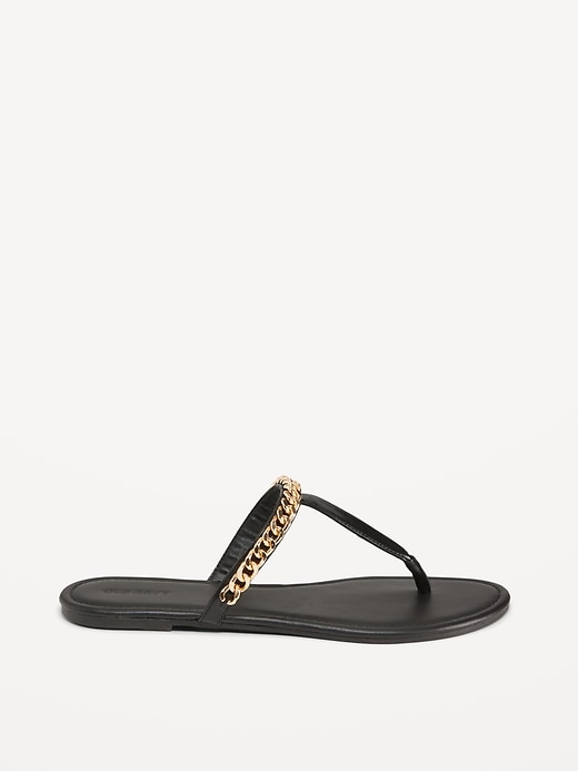Faux-Leather T-Strap Chain Sandals | Old Navy