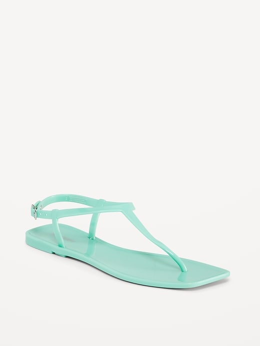 View large product image 1 of 1. Opaque Jelly T-Strap Sandals
