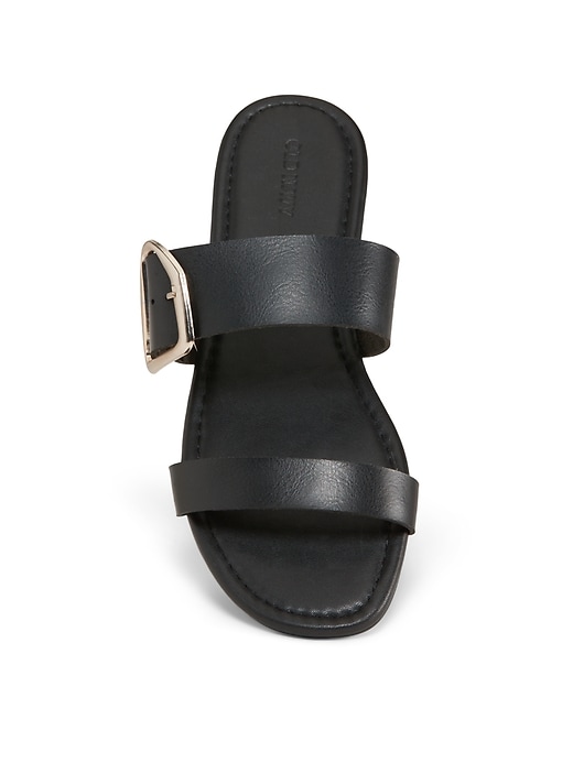 Image number 3 showing, Faux-Leather Double-Strap Metal-Hardware Sandals