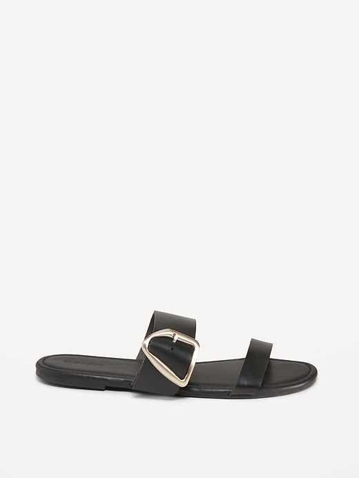 Image number 4 showing, Faux-Leather Double-Strap Metal-Hardware Sandals