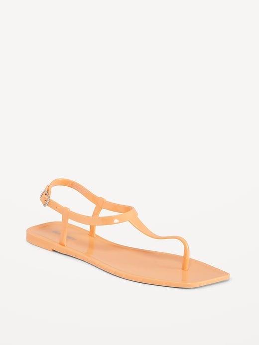 View large product image 1 of 1. Opaque Jelly T-Strap Sandals