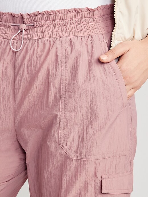 Image number 3 showing, High-Waisted Parachute Cargo Jogger Ankle Pants