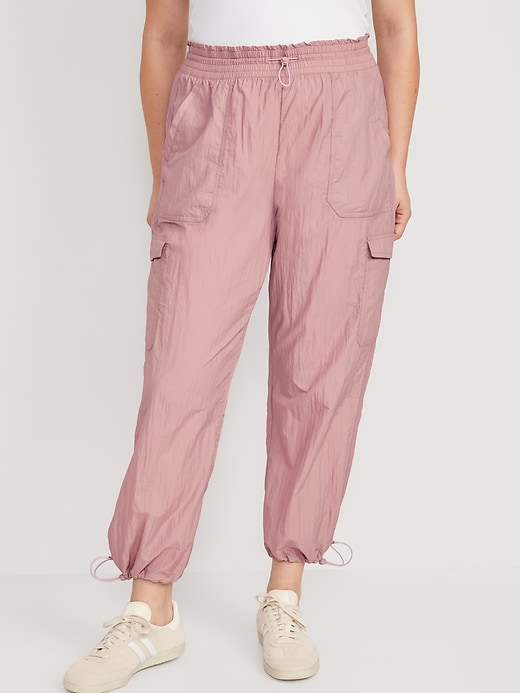 Image number 5 showing, High-Waisted Parachute Cargo Jogger Ankle Pants