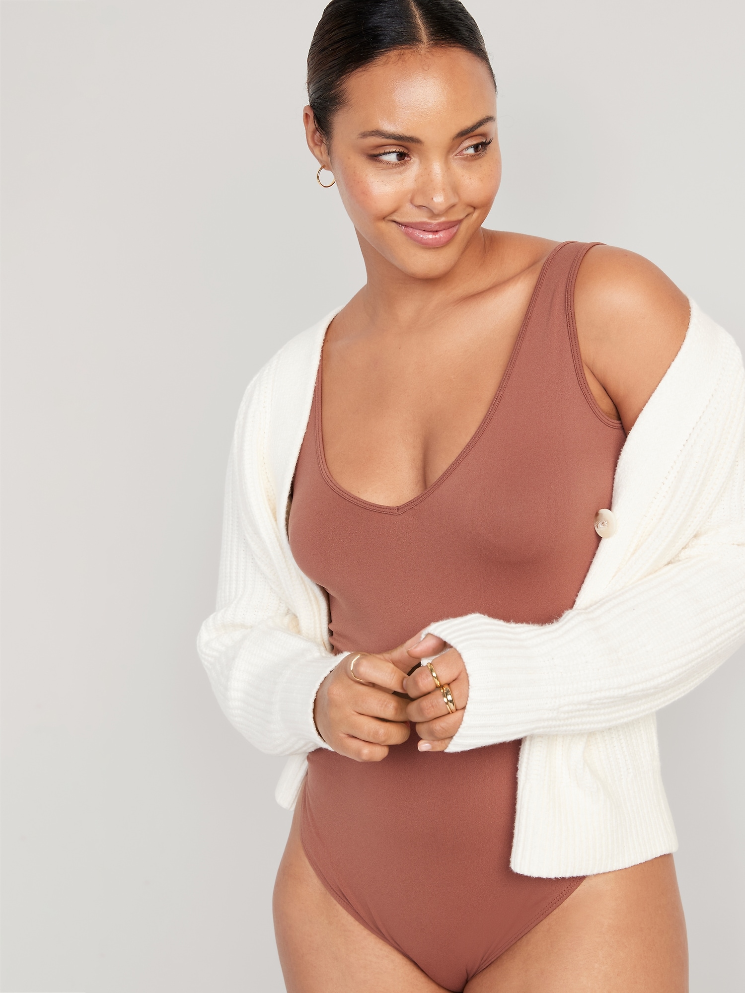 Women's New Mix brand solid seamless tank top bodysuit. - O (7306200)