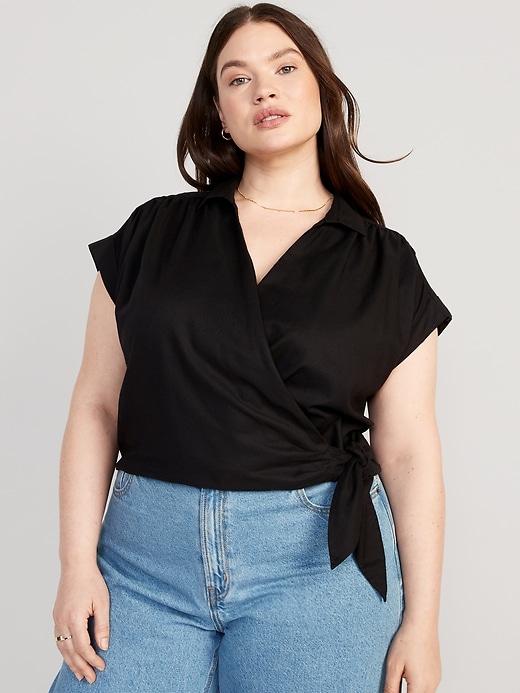 Short-Sleeve Tie-Wrap Top | Old Navy