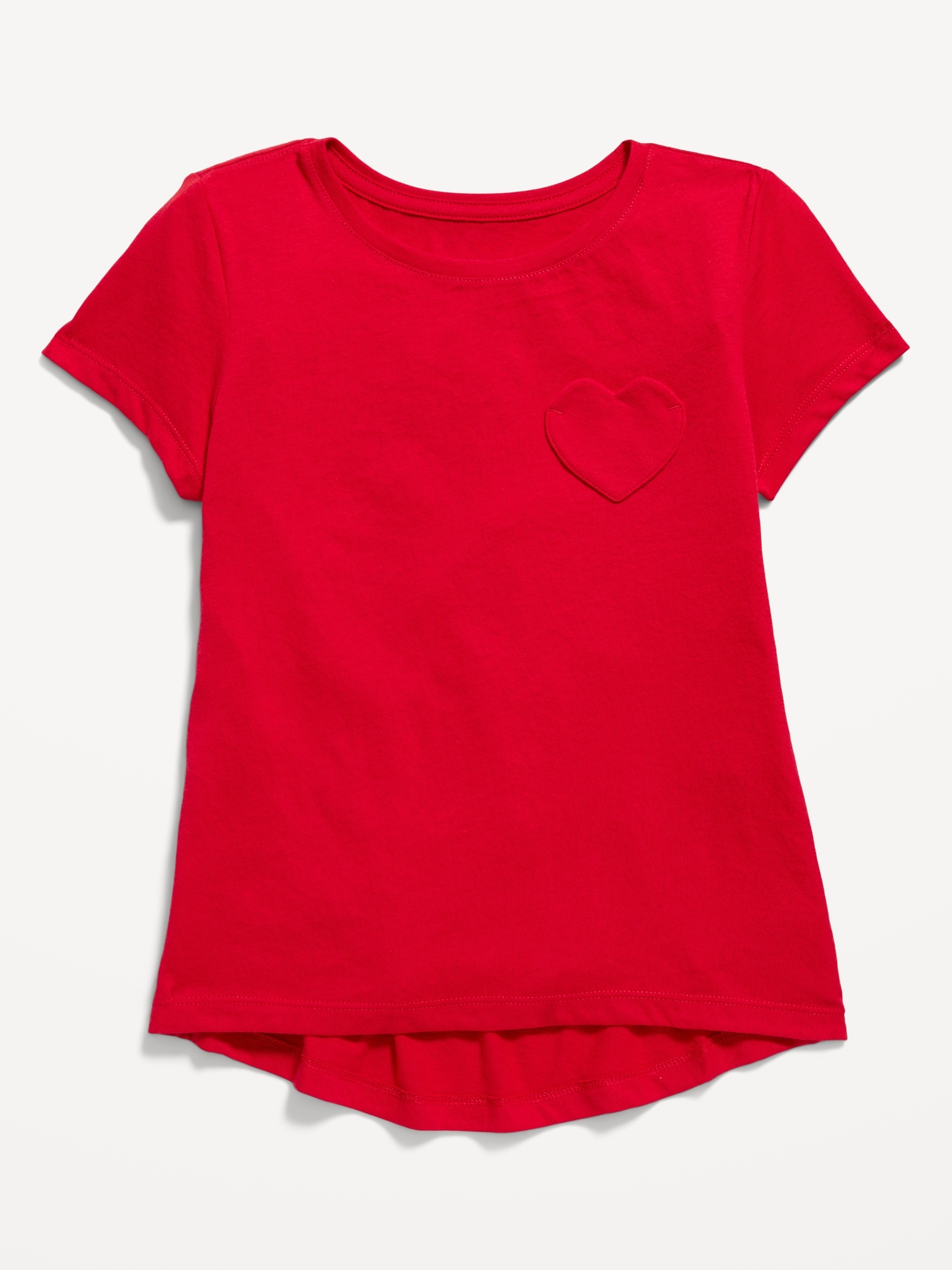Old Navy Softest Short-Sleeve Heart-Pocket T-Shirt for Girls red. 1