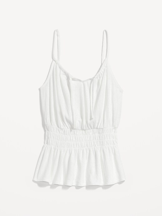 Image number 3 showing, Sleeveless Linen-Blend Smocked Top