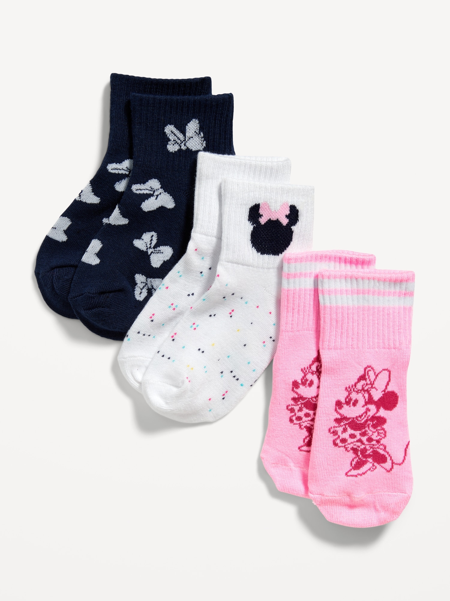 Old Navy Disney© Pop-Culture Crew Socks 3-Pack for Girls pink. 1
