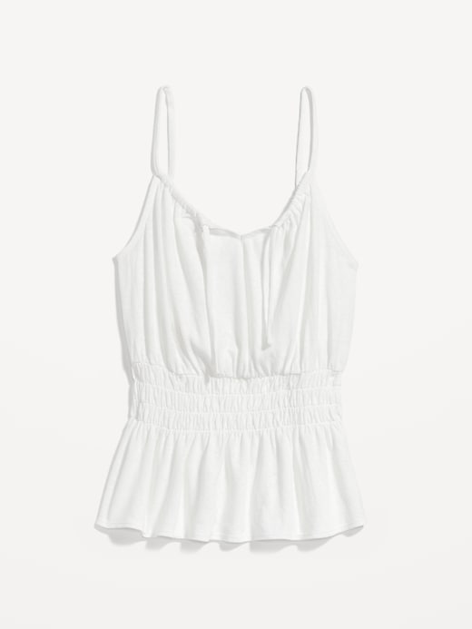 Image number 1 showing, Sleeveless Linen-Blend Smocked Top