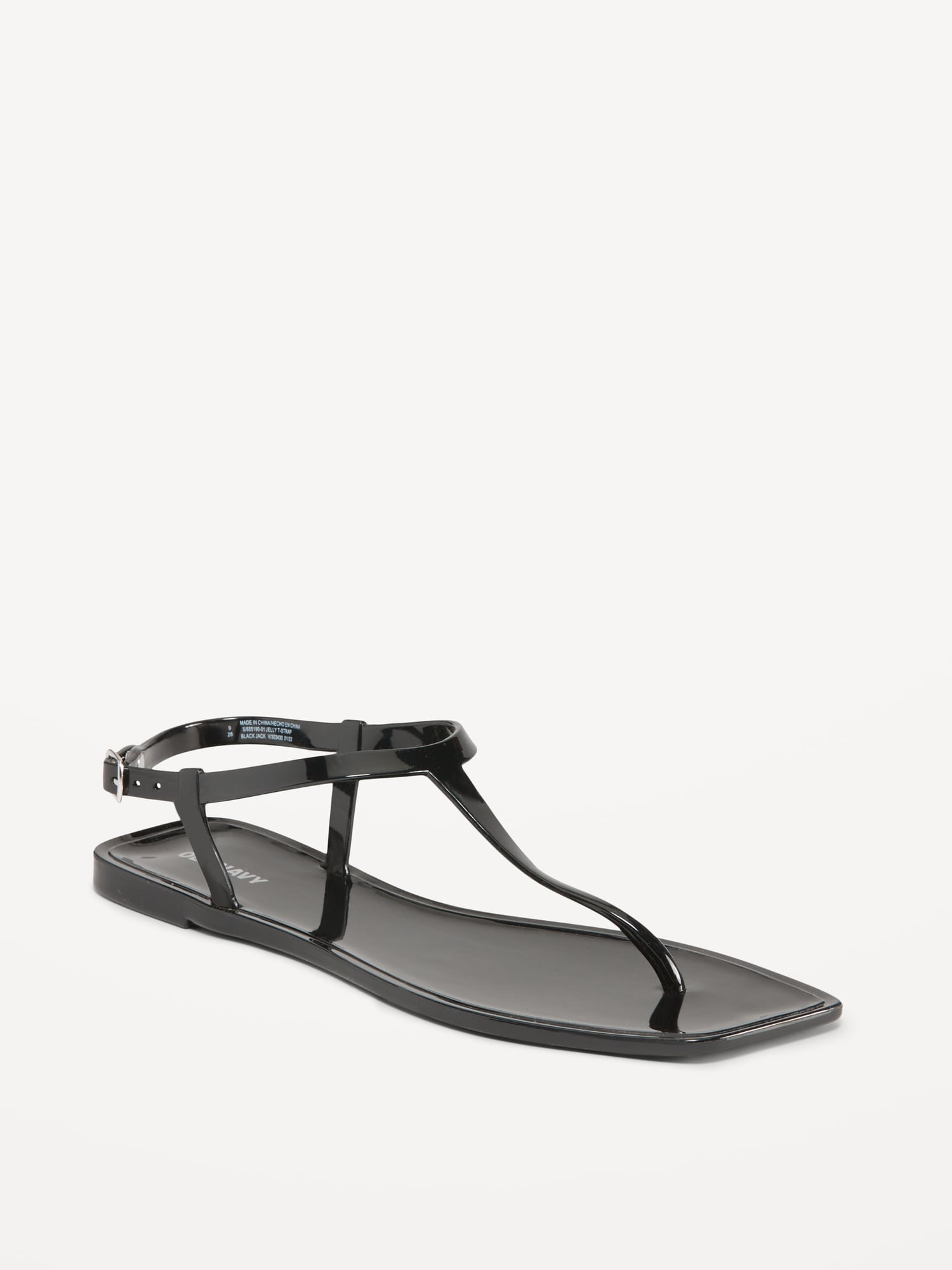 Old Navy Opaque Jelly T-Strap Sandals for Women black. 1