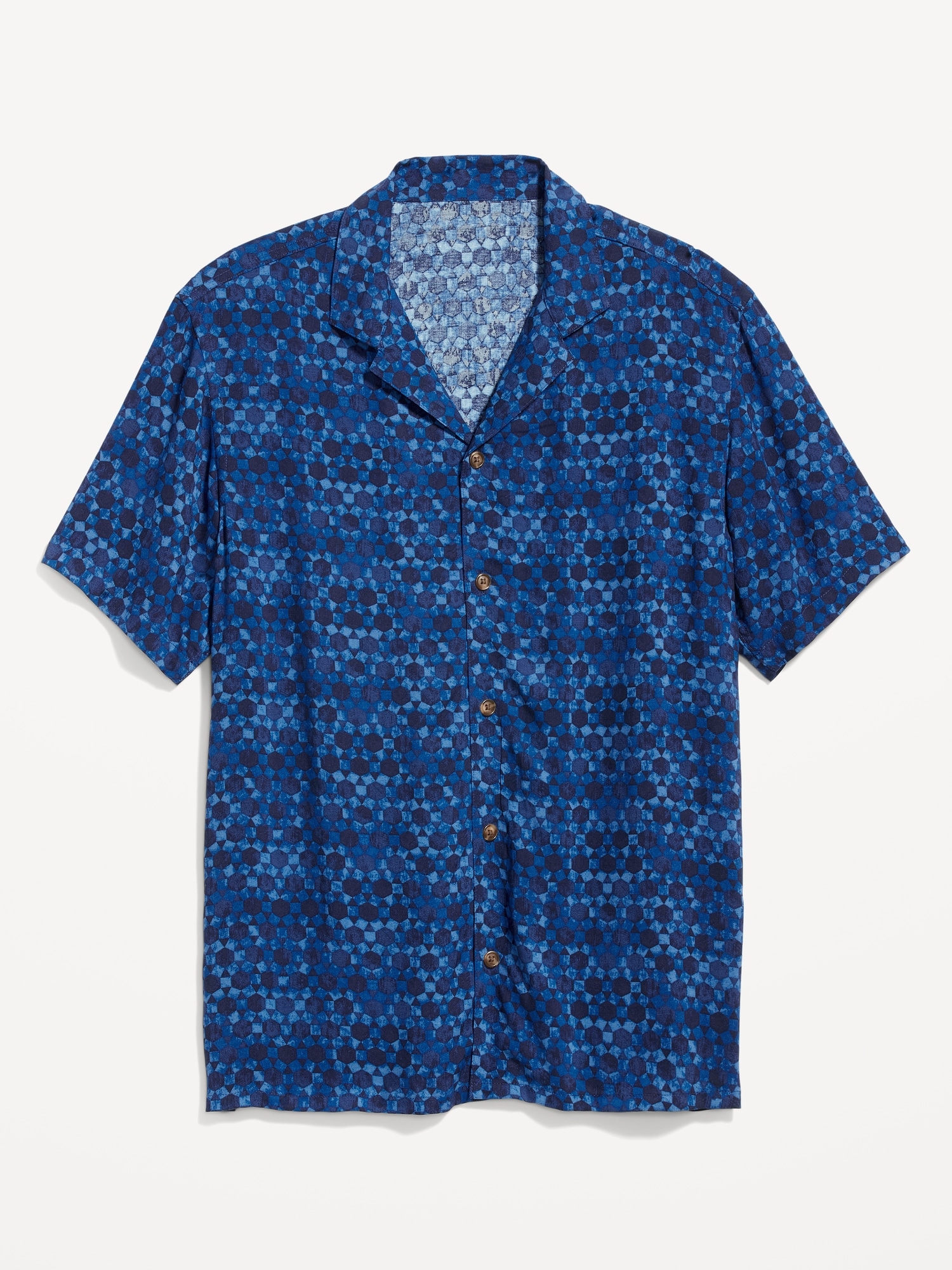 Old Navy Matching Print Camp Shirt for Men blue. 1