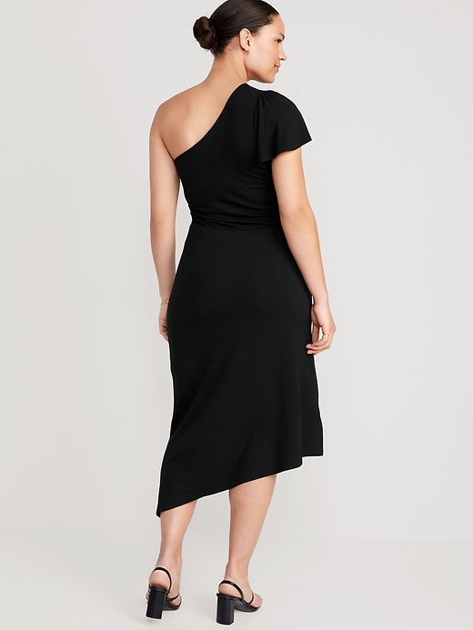 gap one shoulder midi dress Gap Factory Women's One-Shoulder Maxi Dress Black Size XL