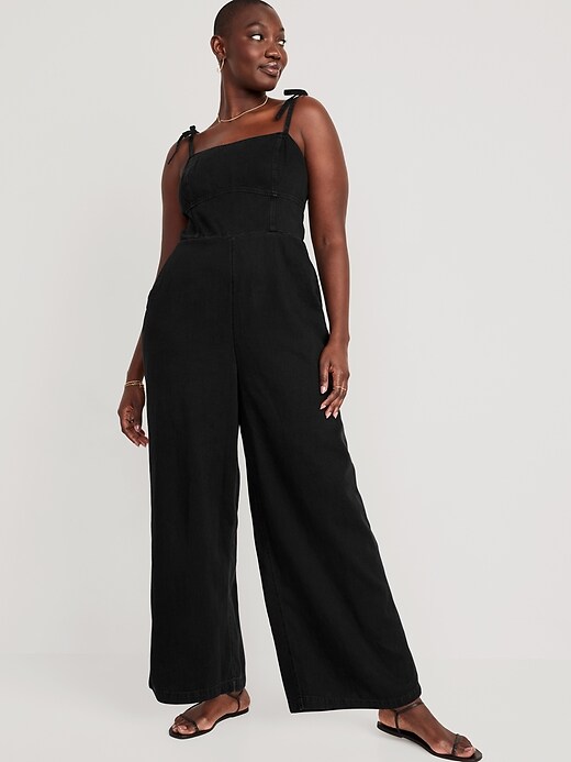 Image number 4 showing, Tie-Shoulder Corset Cami Jumpsuit