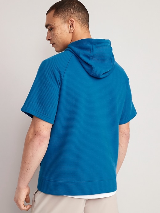 Image number 2 showing, Dynamic Fleece Textured Rib-Knit Short-Sleeve Pullover Hoodie