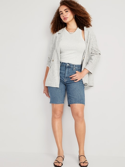 Image number 3 showing, High-Waisted OG Straight Cut-Off Jean Shorts -- 9-inch inseam