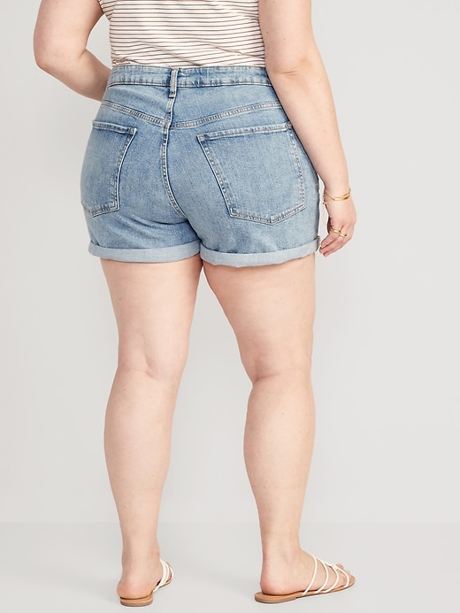 Image number 8 showing, Curvy High-Waisted OG Straight Button-Fly Ripped Jean Shorts -- 3-inch inseam