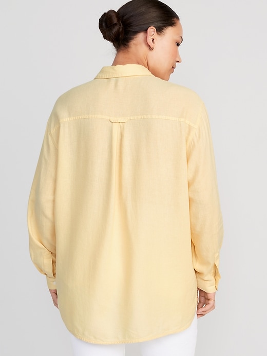 Image number 6 showing, Linen-Blend Boyfriend Shirt