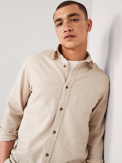 Image number 3 showing, Regular-Fit Everyday Non-Stretch Linen-Blend Shirt