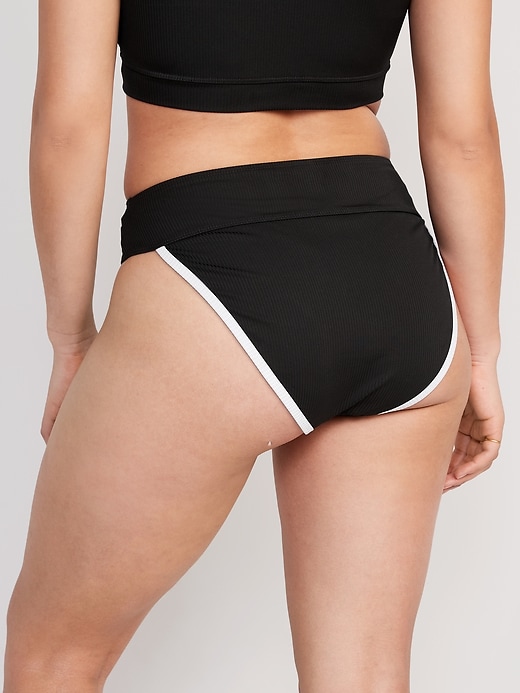 Image number 6 showing, High-Waisted Ribbed French-Cut Bikini Swim Bottoms