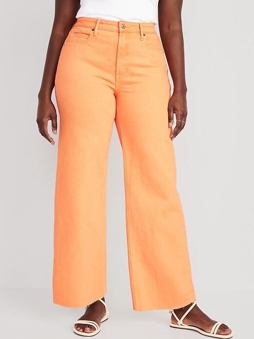 Image number 5 showing, Extra High-Waisted Wide Leg Cut-Off Jeans
