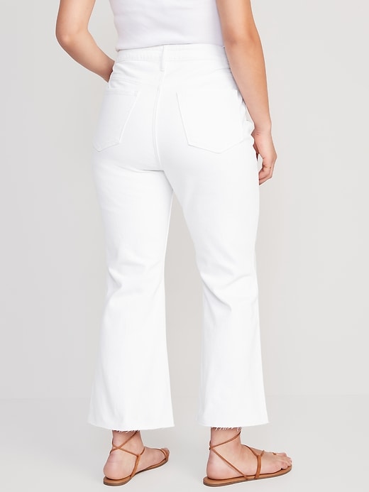 Image number 6 showing, Higher High-Waisted White Cropped Cut-Off Flare Jeans