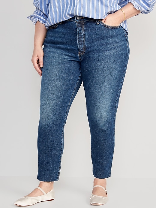 Image number 7 showing, Curvy High-Waisted Button-Fly OG Straight Ankle Jeans
