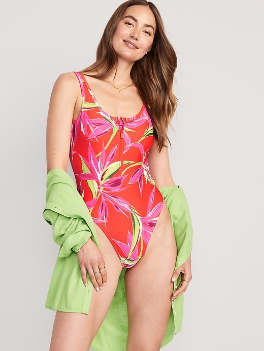 Image number 1 showing, Half Zip One-Piece Swimsuit