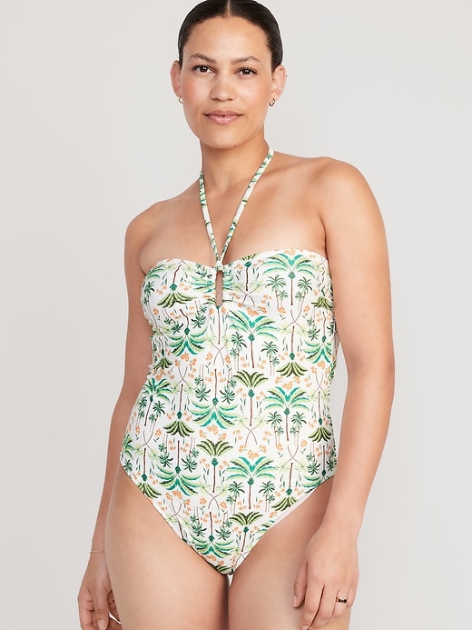 Image number 5 showing, Square-Ring Halter One-Piece Swimsuit