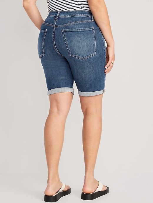 Image number 6 showing, High-Waisted O.G. Straight Jean Shorts -- 9-inch inseam