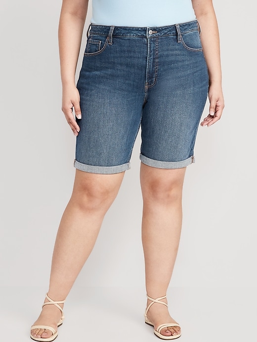 Image number 7 showing, High-Waisted O.G. Straight Jean Shorts -- 9-inch inseam