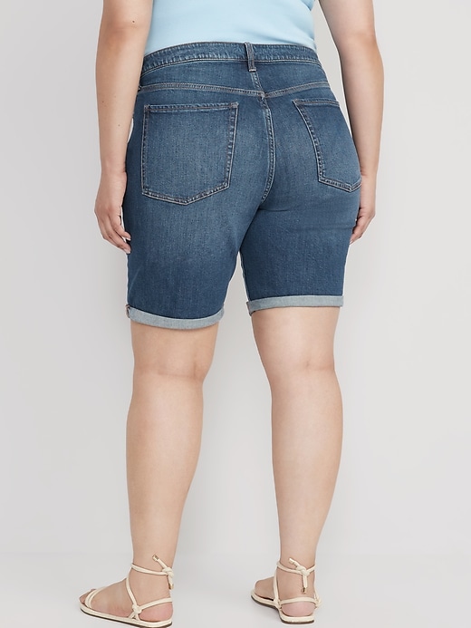 Image number 8 showing, High-Waisted O.G. Straight Jean Shorts -- 9-inch inseam