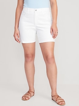 Mid-Rise Wow White Jean Shorts for Women -- 7-inch inseam | Old Navy