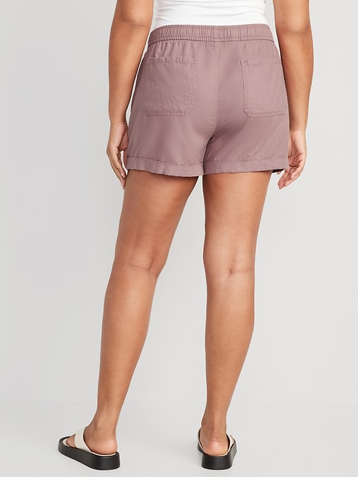Image number 6 showing, High-Waisted Linen-Blend Utility Shorts -- 3.5-inch inseam