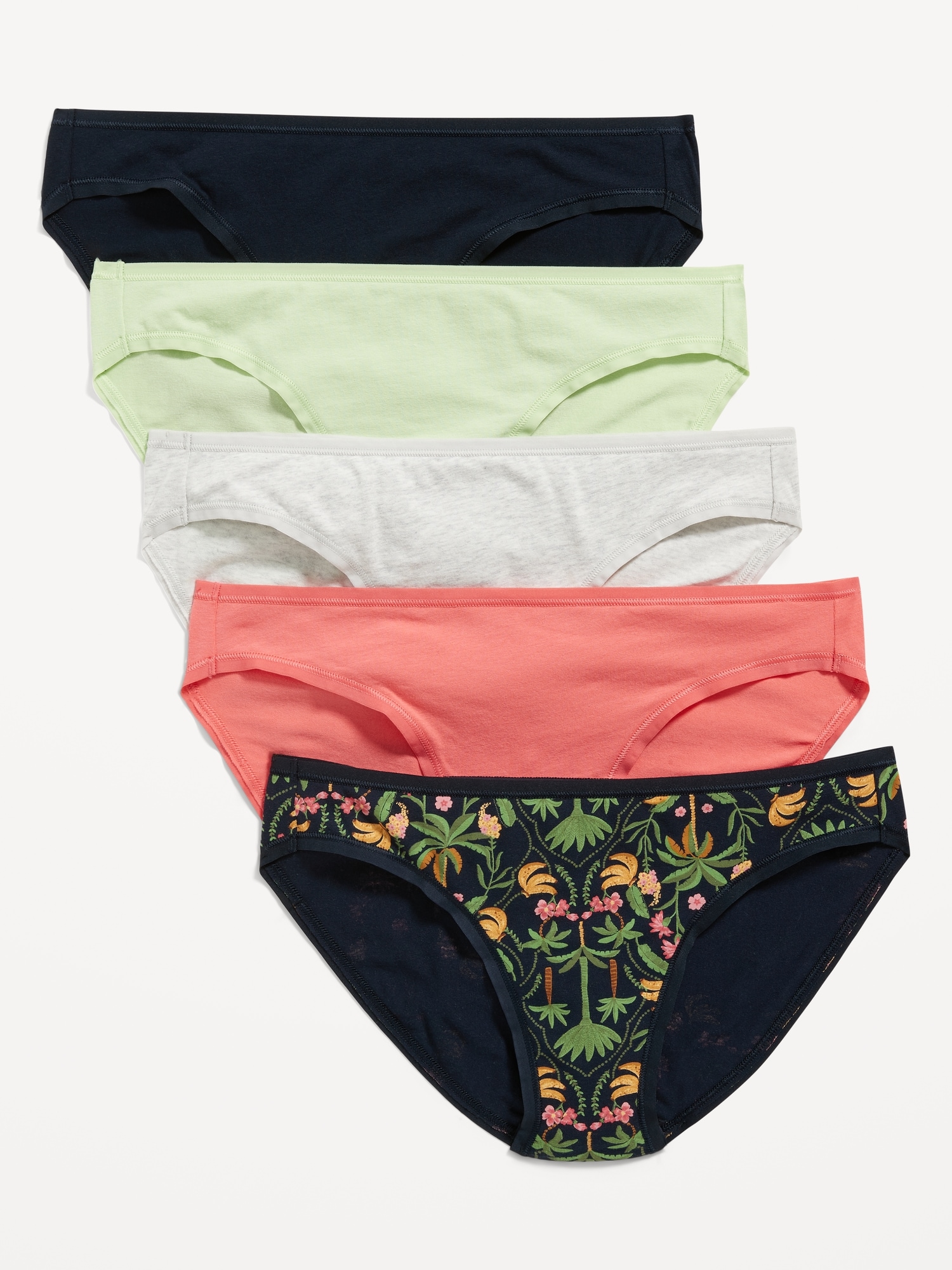 Old Navy Mid-Rise Cotton-Blend Bikini Underwear 5-Pack for Women multi. 1