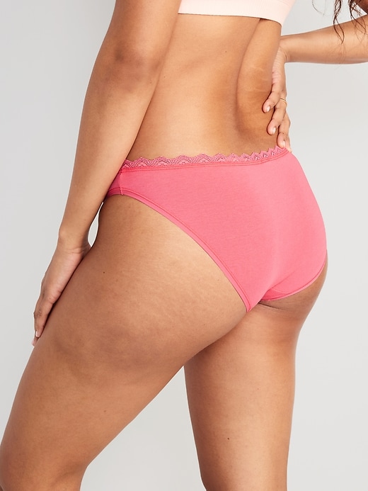 Image number 4 showing, Mid-Rise Lace-Trimmed Bikini Underwear