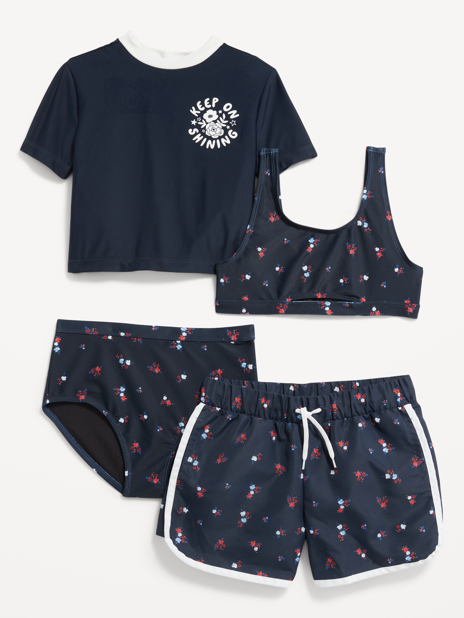 4-Piece Short-Sleeve Rashgaurd and Bikini Swim Set for Girls | Old Navy